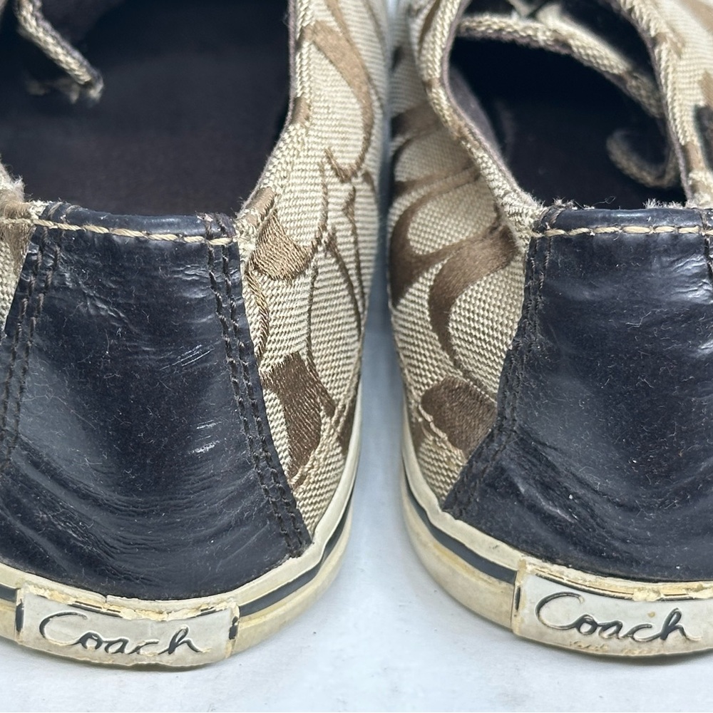 Coach Keeley signature slip-on sneakers in brown and tan canvas Size 7B - Picture 6 of 7